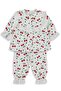 Dotted Cherry Printed Scalloped Girls' 6-18 Months Pajama Set - Ecru