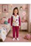 Girls' 100% Cotton Fabric White Emoji Figures Patterned Pink Collar Long Sleeve Winter Pajamas Set