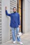 Elastic waisted pocket loose leg denim trousers - ice blue - 4