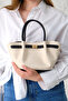 Women's Linen Lock Detailed Shoulder Bag Mini Gold - 2