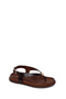 Women's Brown Leather Flip-Flop Sandals 26Sfd550940 - 7