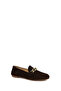 Women's Brown Buckle Suede Leather Masculine Loafer 26Pfd290010 - 8