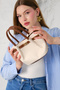 Women's Linen Lock Detailed Shoulder Bag Mini Gold - 5