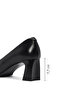 Women's Black Thick Short Heeled Genuine Leather Heeled Shoes Stiletto 25Sfd132518 - 2