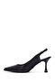 Women's Black Ankle Buckle Printed Thin Heeled Open Back Leather Shoes 26Pfd161126 - 3