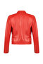 Kylie Women's Red Judge Collar Short Leather Jacket 25Sge5352U4 - 3