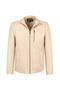 Oscar Men's Beige Zippered Leather Jacket 25Wge6433Ft
