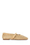 Women's Beige Studded Suede Leather Ballerinas 26Pfd552010