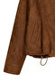 Miami Women's Brown Oversize Gathered Waist Suede Leather Jacket 26Sgd565410 - 7