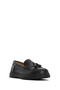 Women's Black Tasseled Leather Loafer 26Pfd510118 - 8