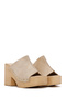 Women's Beige High Thick Heeled Suede Leather Slippers 26Sfd152110 - 2