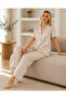 Women's Buttoned Satin Fabric Patterned Summer Pajama Set 88-138 88-138 - 2