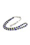Mineli Kamçılı Ankle Length Yellow Navy Blue Velvet Tightening Amber Prayer Beads - 3