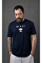 Unisex Regular Normal Cut Cotton Lycra Navy Blue No War Printed T-Shirt