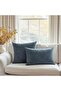 Engraved Damask Down Alt Filled Leather Cushion 50x50cm - Blue - 4