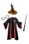 Harry Potter Gryffindor Hooded Robe Child Boy + Original Felt Hat + Wand + Glasses 4 Piece Set - 2
