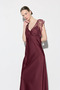 Lace Detailed Satin Evening Dress - Burgundy - 2