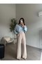 Beige Pleated Palazzo Trousers