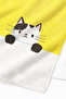 Yellow Kids Beach Towel with Cat Figure - Cute Minimalist White Kids Quick-Dry Microfiber Towel - 5