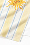 Striped Beach Towel with Sun Figure - Mediterranean Marine Yellow Blue Quick-Drying Microfiber Towel - 5