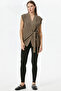 Woolen Knitwear Vest with Self Belt - Milky Brown