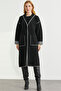 Shawl Collar Snap Fastener Long Knitwear Cardigan - Black - Dark Gray