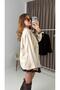 Women's Double-Breasted collar Pocket Detail Melton blazer jacket cream - 3