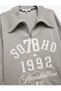 Printed Half Zipper Gray Women's Sweatshirt 6Wal10226Ik - 5