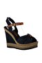 Navy Blue Women's Wedge Heeled Shoes 9674071005 - 2