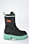 Black/Green Suede Lace-Up Women's Boots L973916002 - 4