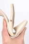 Magnolia Flexible Soft Non-Slip Sole (4 cm) Beige Patent Leather Open Elastic Women's Heeled Shoes - 6