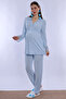 Cotton Maternity and Postpartum Pajama Set with Breastfeeding Feature – Elastic Waistband Effortt - Blue - 5