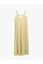 Comfortable Fit V-Neck Back Detail Sleeveless Long Flared Satin Dress - 6