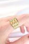 Gold Color Adjustable Striped Curved Ring Tj-Byk3119