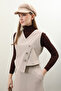 Cream Color Double Breasted Vest Suit Set - 8