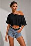 Women Boat Neck Crop Top One Shoulder Crop Asymmetric Crop - 4