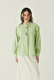 Floral Embroidered Linen Shirt Light Green - 6