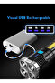مصباح يدوي تكتيكي LED قابل لإعادة الشحن عالي الكثافة بـ 4 أوضاع، شحن USB، مدى 200 متر، كشاف خارجي - 6
