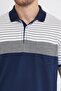 Men's Print Basic Pocket Navy Plain Polo Neck T-Shirt - 3