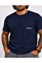 Men's Large Size Crew Neck T-Shirt with Pockets 26145 Navy Blue