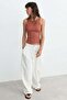 3 Pieces of Ribbed Fitted Viscose Blended Strappy T-Shirt - 7