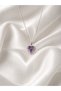 Women's Stainless Steel Silver Crystal Purple Zircon Stone Heart of the Ocean Sparkling Love Heart Necklace
