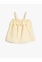 Blouse with Suspenders, Scalloped Embroidery, Ruffled Cotton