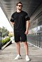Black Stripe Detailed Men's Shorts T-Shirt Set E7301