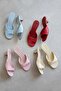 Denis Women's Heeled Leather Sandals Powder - 3