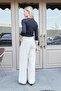 Square Neck Three Quarter Sleeve Stylish Body Blouse-Sax - 3