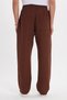 Men's baggy fit wide cut 100% Cotton elastic waist side Pocketed muslin brown plain trousers - 7