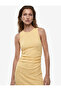 Drape Detailed Crew Neck Sleeveless Textured Cobalt Blue Bodycon Dress - 2