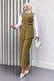 Belted Vest Trousers Suit Khaki 19250
