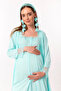 Effortt Turquoise Maternity Nightgown Set with Dressing Gowns - 6
